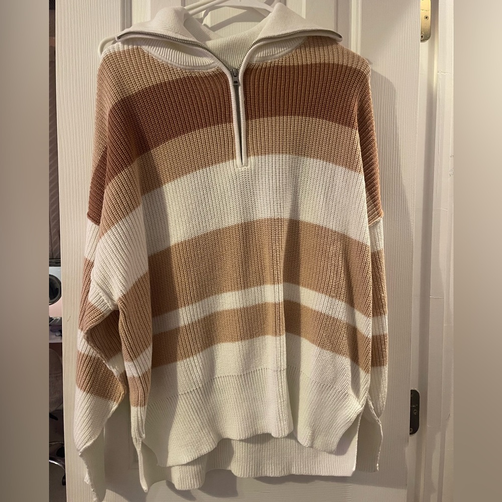 Aerie striped zip up sweater